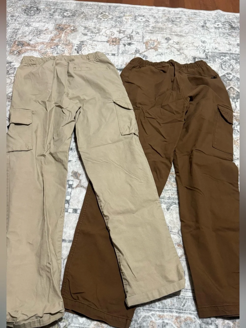 2 Pair- Old Navy Boys XL 14-16 Tech Taper Cargo Pants 2 Pair Lot Tan Brown
